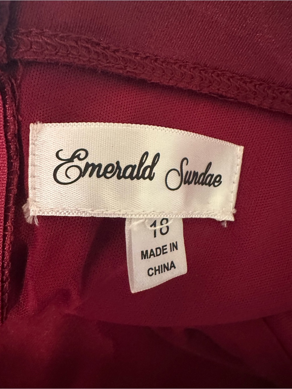 Emerald Sundae Satin Wine Asymmetrical Ruffle Midi Dress - Picture 4 of 6